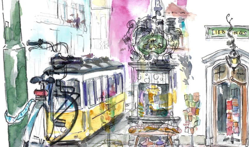 Online Aquarellmalkurs Beispiel Urban Sketching